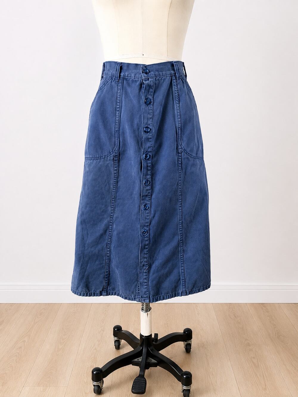 Vintage 1970s Patagonia Blue Cotton Canvas Utility Skirt Early Patagonia Size 10